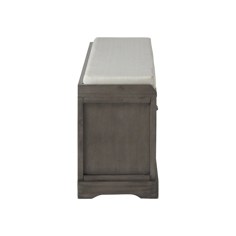 Banc de rangement capitonné pour entrée avec tiroirs et paniers