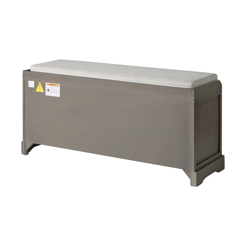 Banc de rangement capitonné pour entrée avec tiroirs et paniers