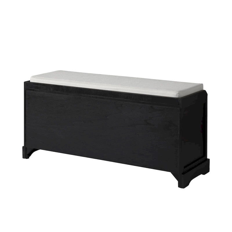 Banc de rangement capitonné pour entrée avec tiroirs et paniers