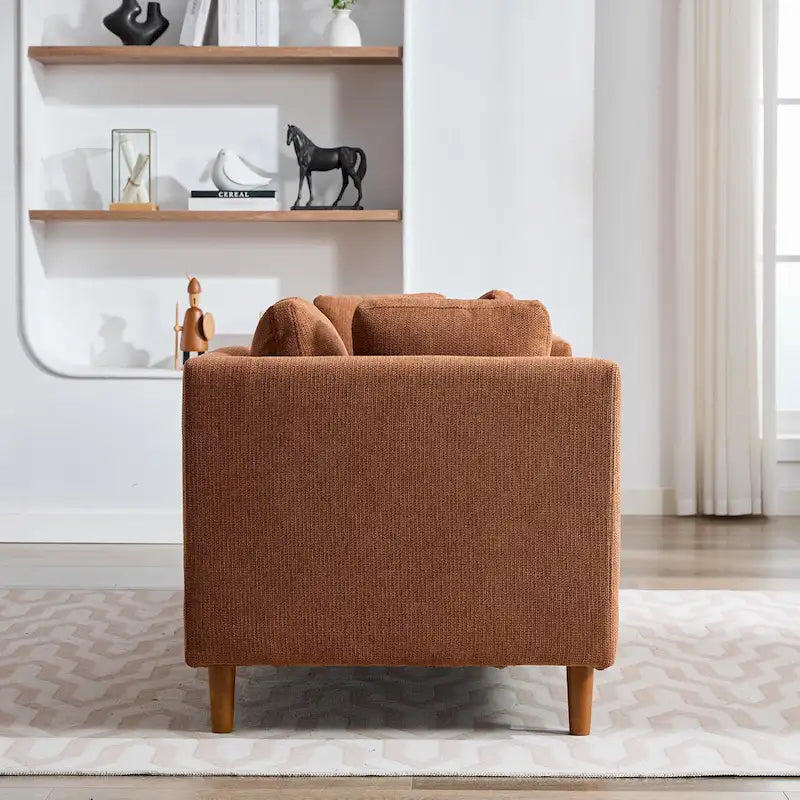 Canapé-méridienne moderne touffeté en chenille avec pieds en bois de noyer multicolore