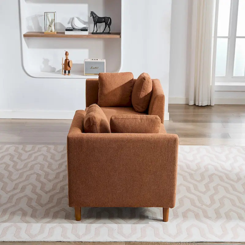Canapé-méridienne moderne touffeté en chenille avec pieds en bois de noyer multicolore