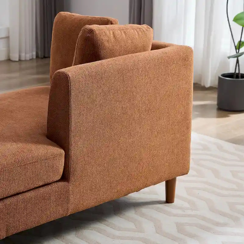 Canapé-méridienne moderne touffeté en chenille avec pieds en bois de noyer multicolore