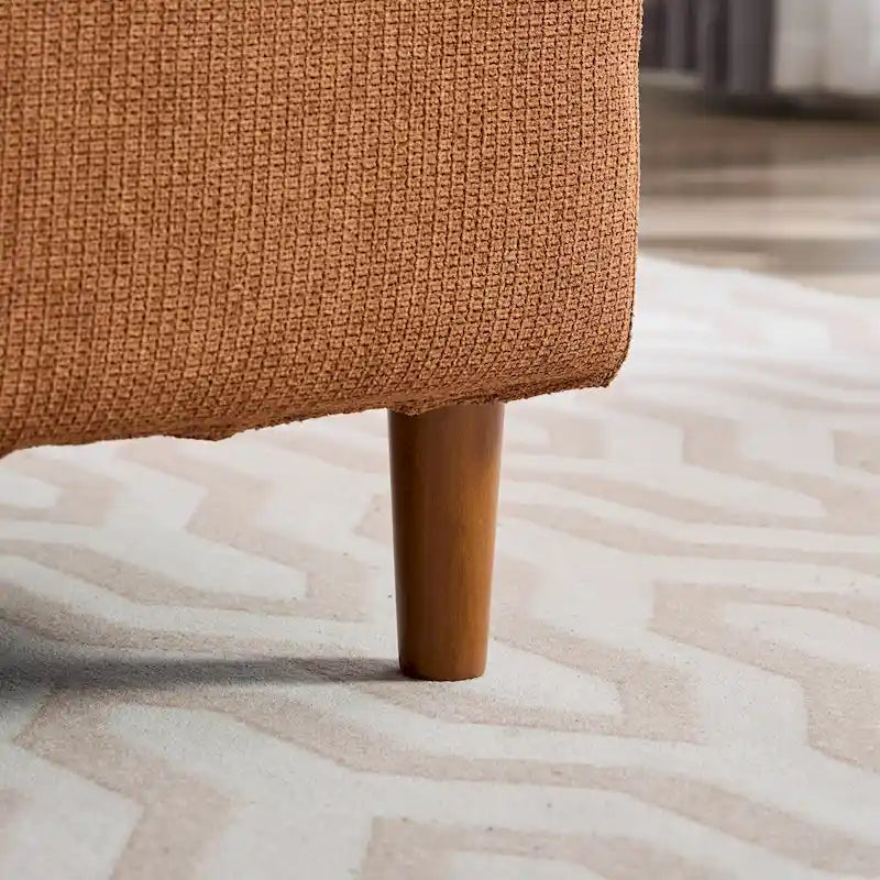 Canapé-méridienne moderne touffeté en chenille avec pieds en bois de noyer multicolore