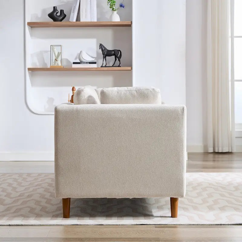 Canapé-méridienne moderne touffeté en chenille avec pieds en bois de noyer multicolore