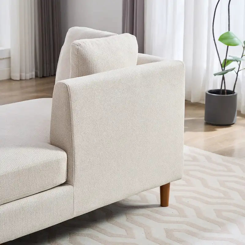 Canapé-méridienne moderne touffeté en chenille avec pieds en bois de noyer multicolore