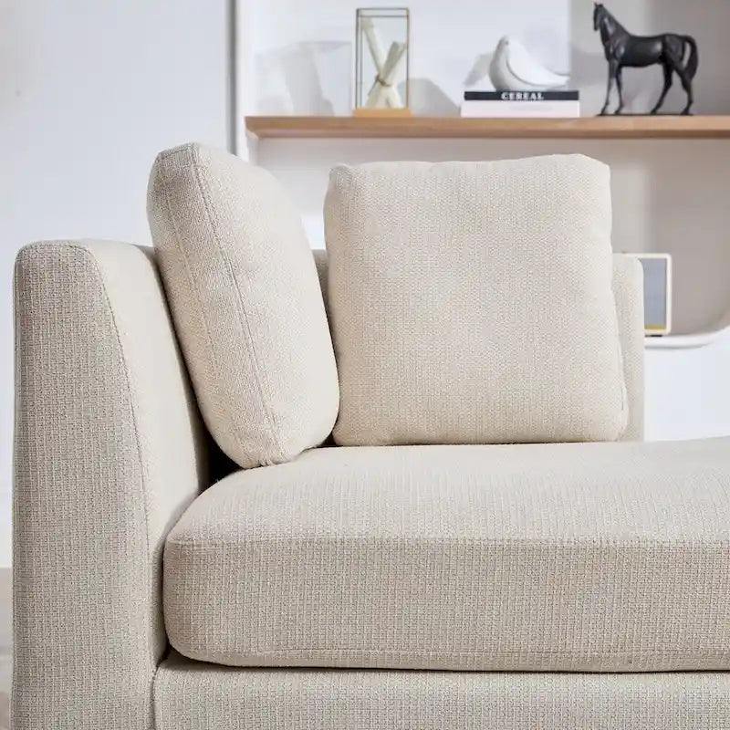 Canapé-méridienne moderne touffeté en chenille avec pieds en bois de noyer multicolore