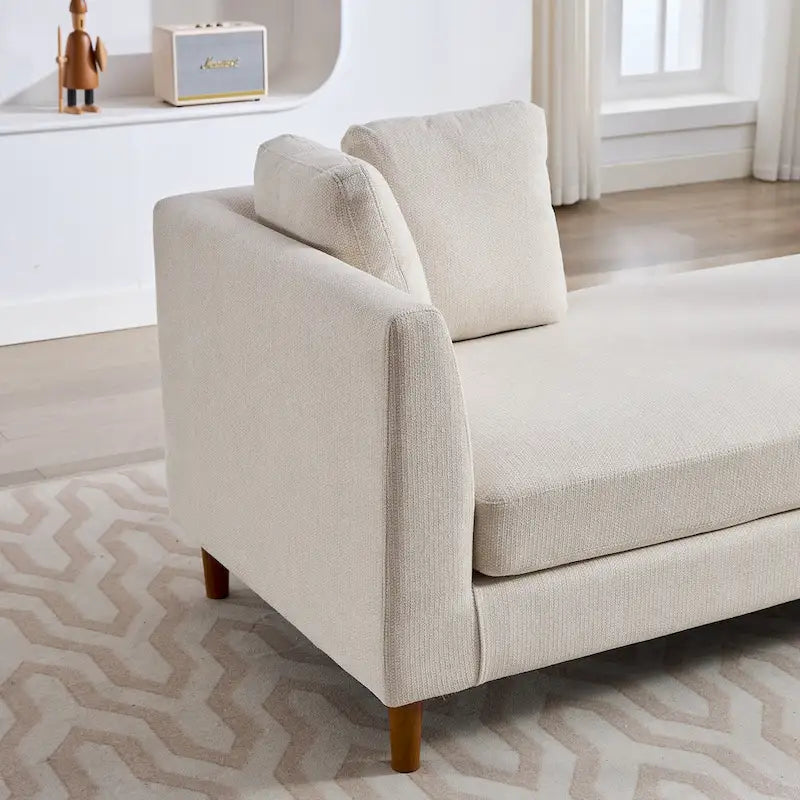 Canapé-méridienne moderne touffeté en chenille avec pieds en bois de noyer multicolore