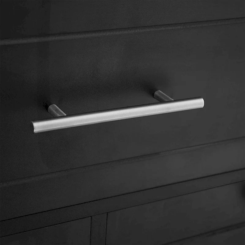 Meuble de salle de bain haut sur pied avec tiroir et panier à linge Noir Blanc
