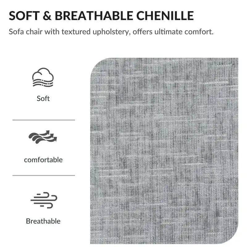 Fauteuil d'appoint surdimensionné en chenille avec porte-gobelets, port de charge USB et accoudoir de rangement Vert Gris Beige