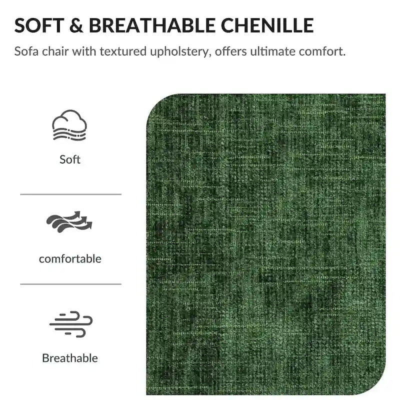 Fauteuil d'appoint surdimensionné en chenille avec porte-gobelets, port de charge USB et accoudoir de rangement Vert Gris Beige