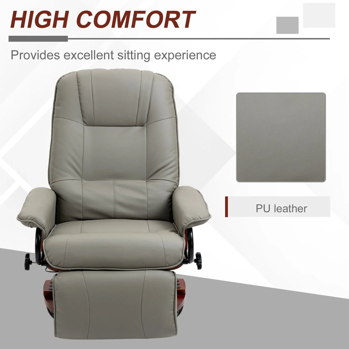 Fauteuil inclinable HomCom en similicuir avec base pivotante manuelle réglable et repose-pieds confortable et relaxant