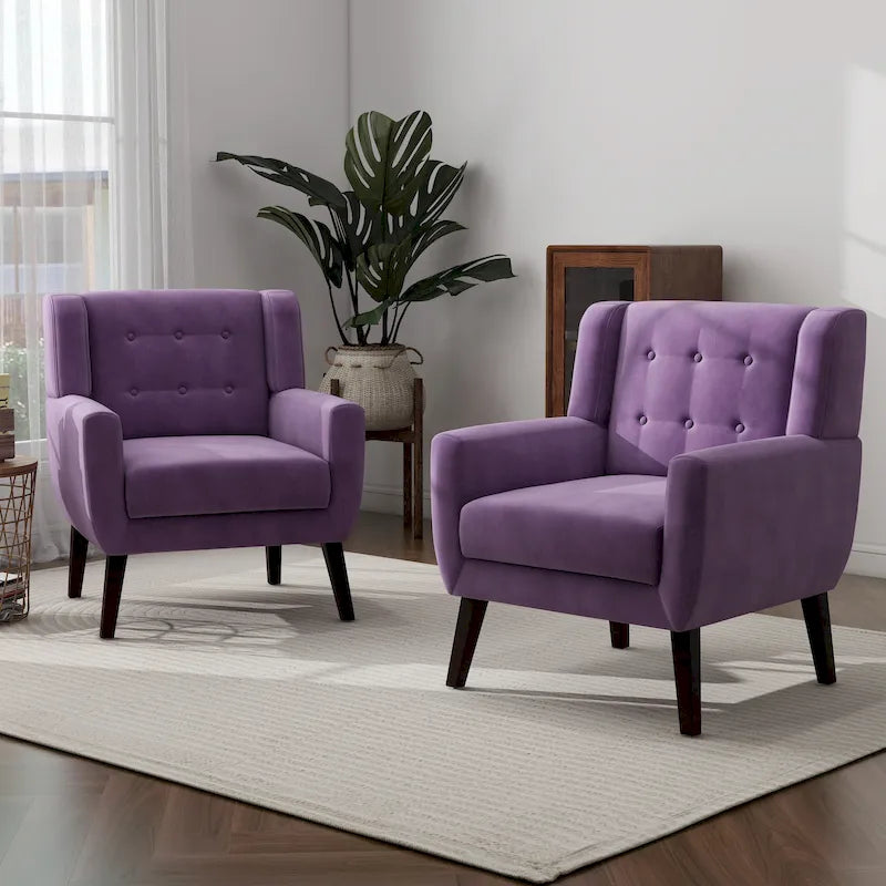 Lot de 2 fauteuils d'appoint en velours pour salon