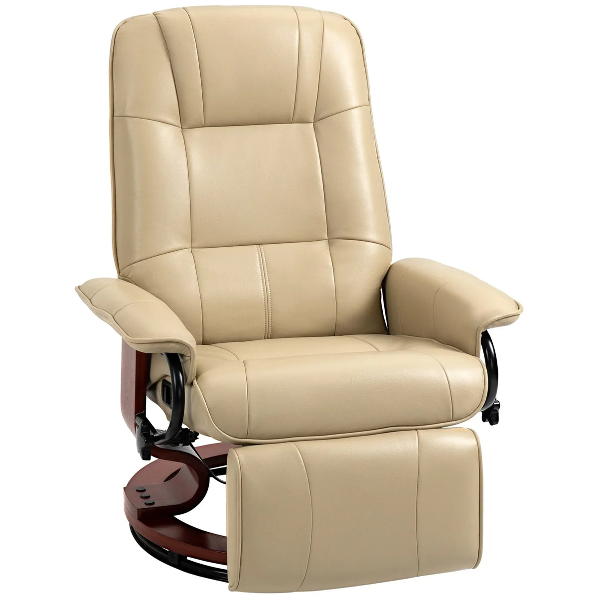 Fauteuil inclinable HomCom en similicuir avec base pivotante manuelle réglable et repose-pieds confortable et relaxant