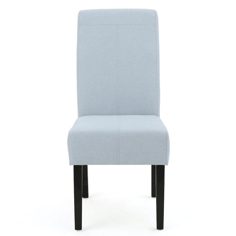 Chaise de salle à manger sans accoudoirs rembourrée avec pieds en bois T-Stitch, bleu / gris