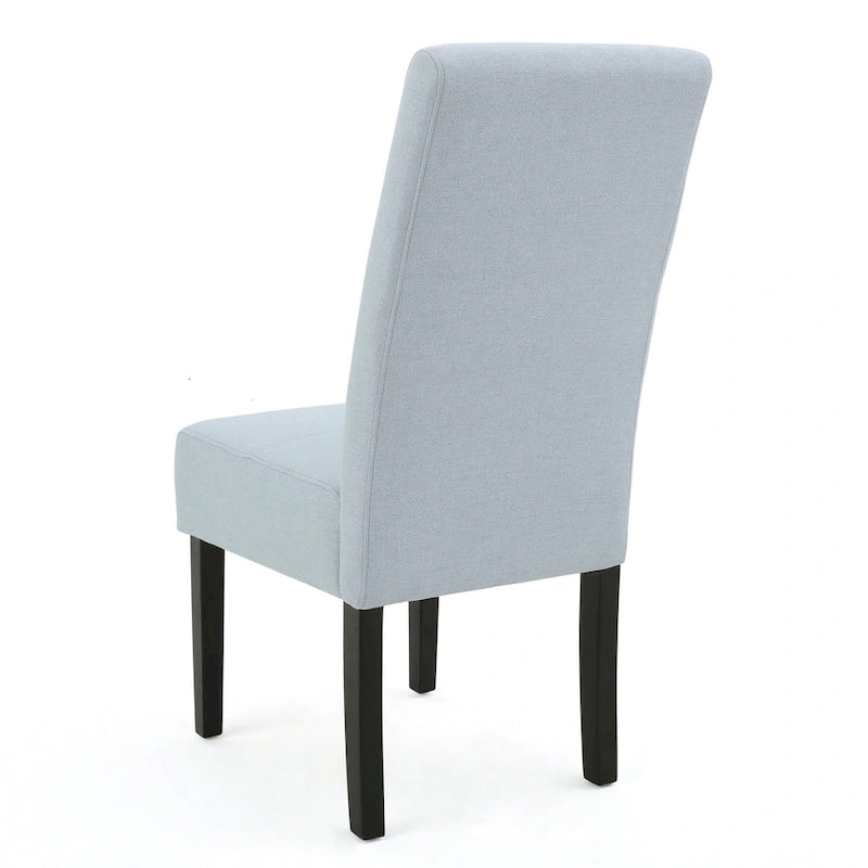 Chaise de salle à manger sans accoudoirs rembourrée avec pieds en bois T-Stitch, bleu / gris
