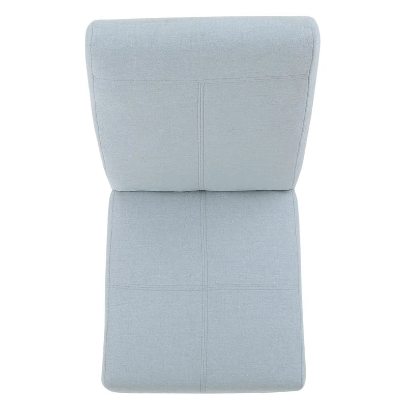 Chaise de salle à manger sans accoudoirs rembourrée avec pieds en bois T-Stitch, bleu / gris