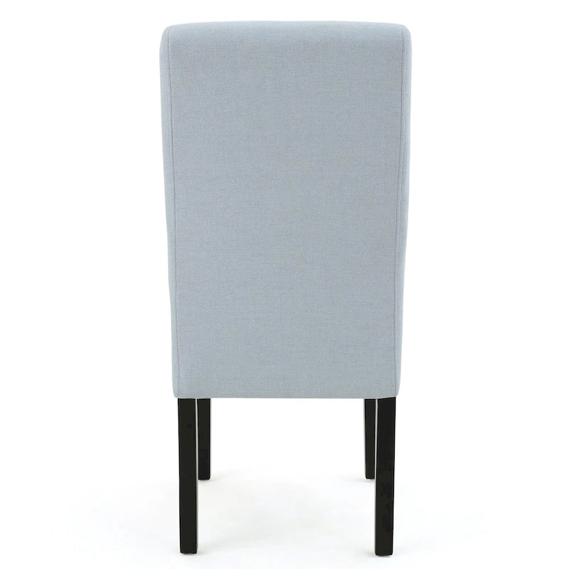 Chaise de salle à manger sans accoudoirs rembourrée avec pieds en bois T-Stitch, bleu / gris