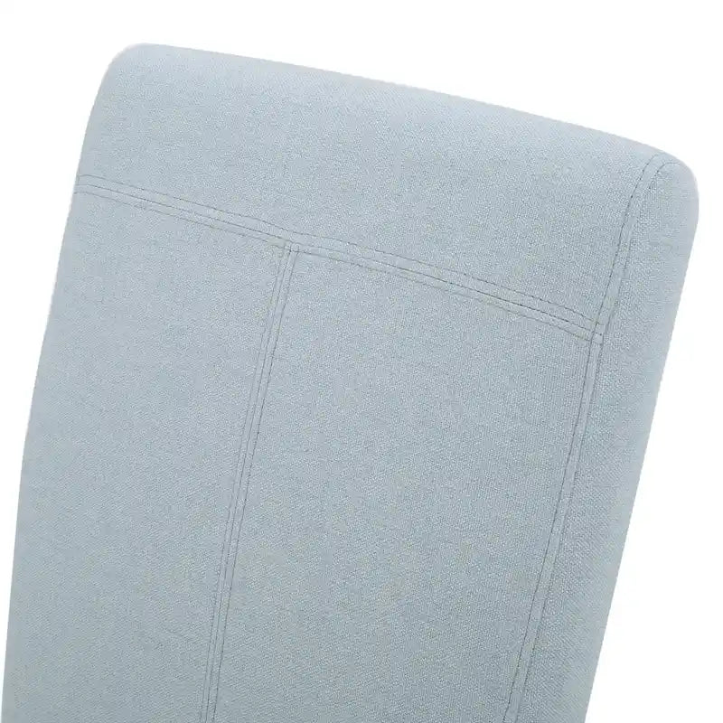 Chaise de salle à manger sans accoudoirs rembourrée avec pieds en bois T-Stitch, bleu / gris
