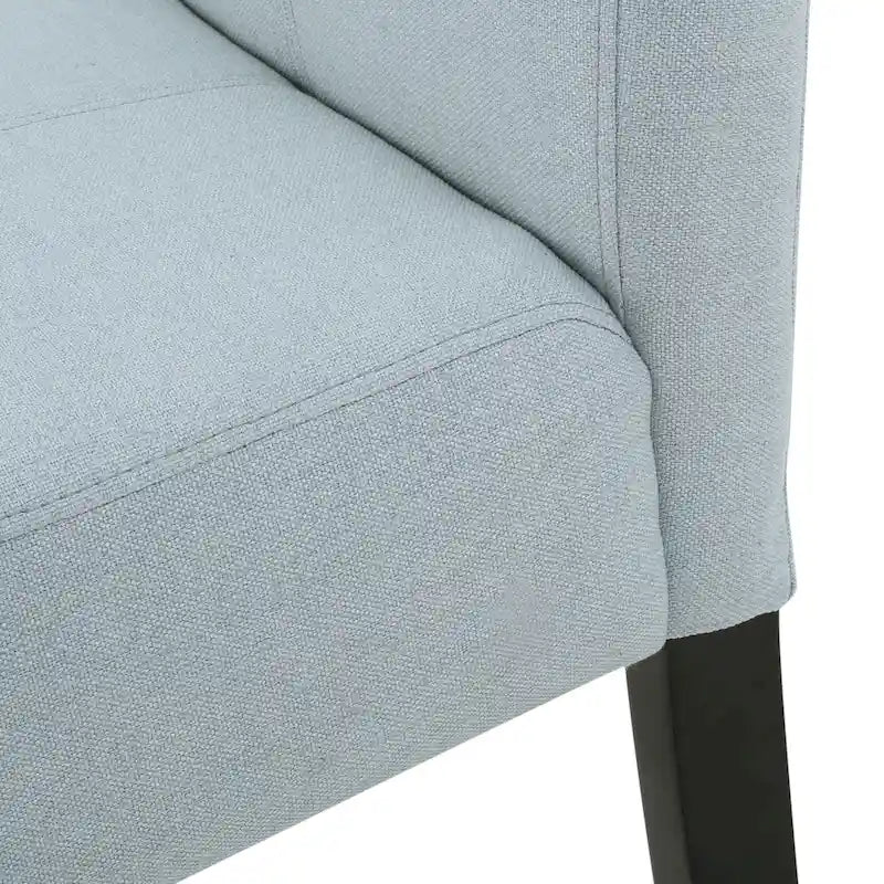 Chaise de salle à manger sans accoudoirs rembourrée avec pieds en bois T-Stitch, bleu / gris