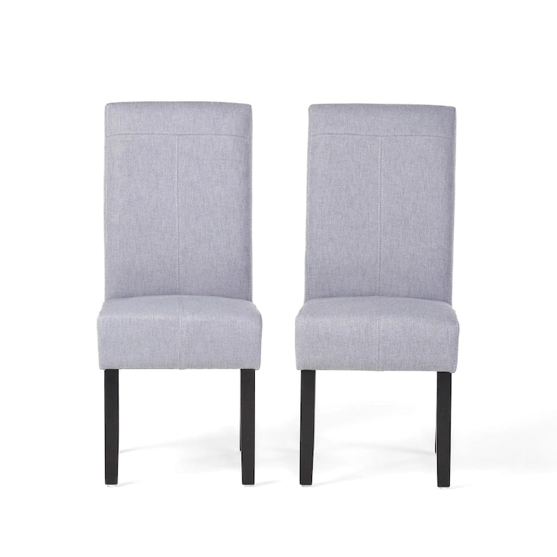 Chaise de salle à manger sans accoudoirs rembourrée avec pieds en bois T-Stitch, bleu / gris