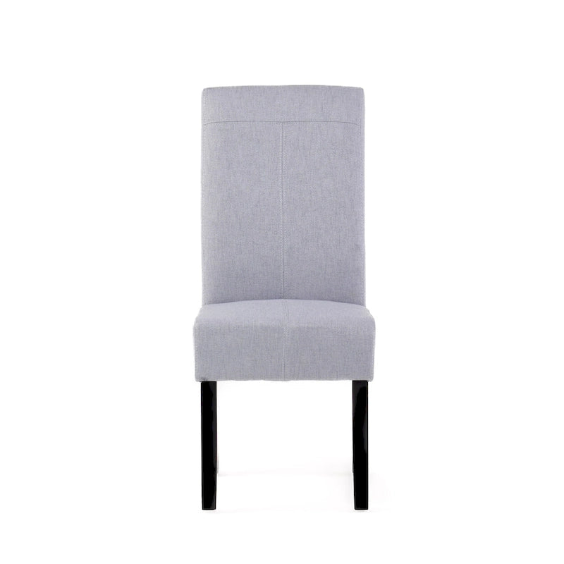 Chaise de salle à manger sans accoudoirs rembourrée avec pieds en bois T-Stitch, bleu / gris