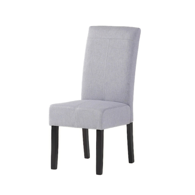 Chaise de salle à manger sans accoudoirs rembourrée avec pieds en bois T-Stitch, bleu / gris