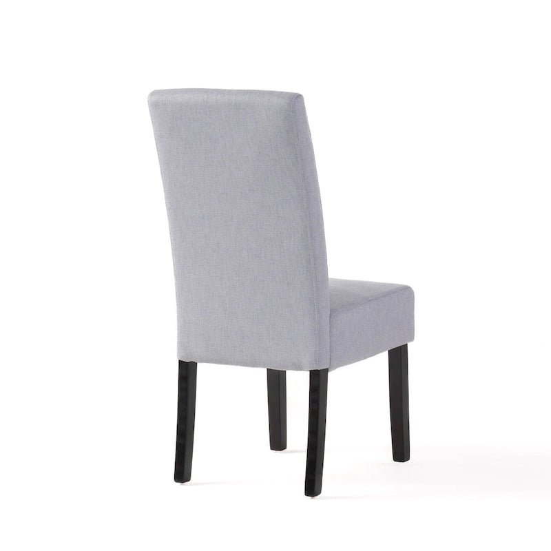 Chaise de salle à manger sans accoudoirs rembourrée avec pieds en bois T-Stitch, bleu / gris