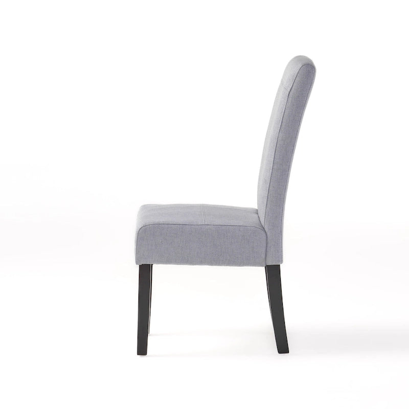 Chaise de salle à manger sans accoudoirs rembourrée avec pieds en bois T-Stitch, bleu / gris