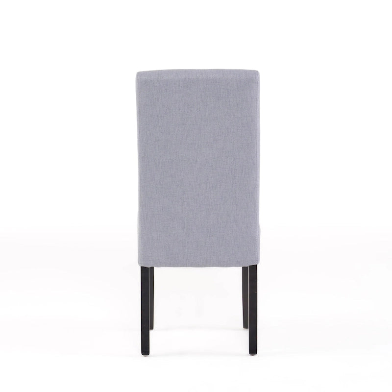 Chaise de salle à manger sans accoudoirs rembourrée avec pieds en bois T-Stitch, bleu / gris
