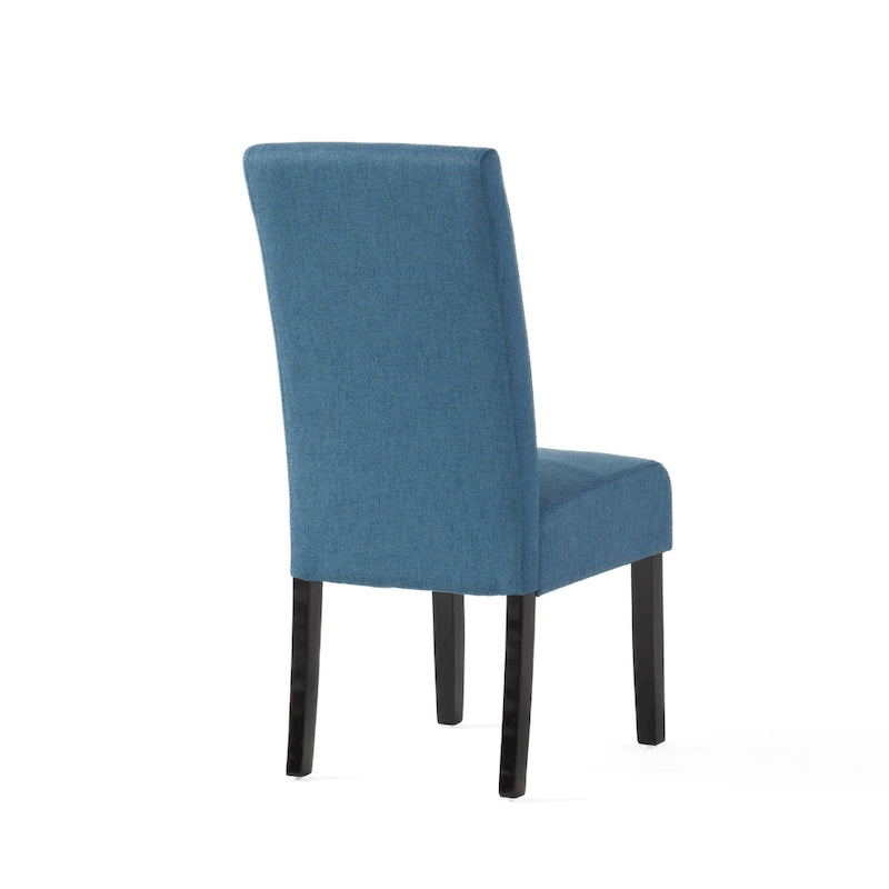 Chaise de salle à manger sans accoudoirs rembourrée avec pieds en bois T-Stitch, bleu / gris