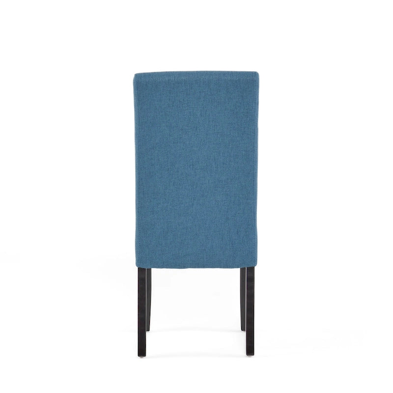Chaise de salle à manger sans accoudoirs rembourrée avec pieds en bois T-Stitch, bleu / gris