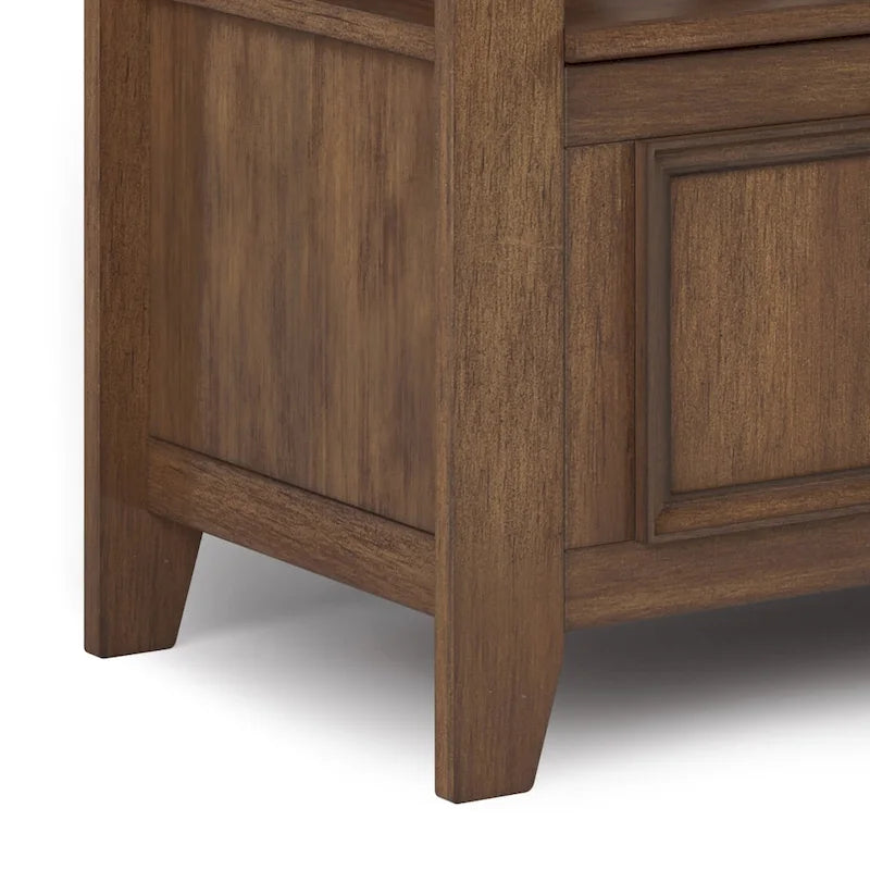Banc de rangement d'entrée en bois massif avec couvercle à charnière, plusieurs coloris