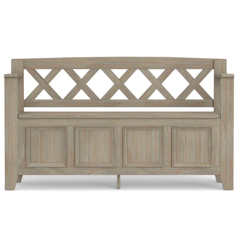 Banc de rangement d'entrée en bois massif avec couvercle à charnière, plusieurs coloris