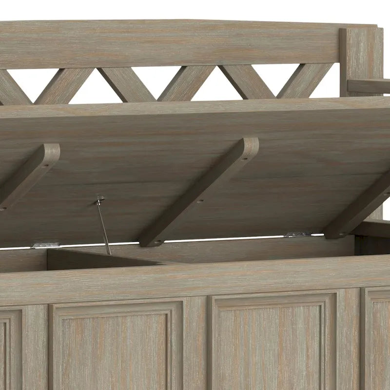 Banc de rangement d'entrée en bois massif avec couvercle à charnière, plusieurs coloris