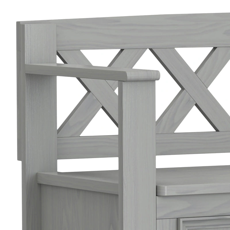 Banc de rangement d'entrée en bois massif avec couvercle à charnière, plusieurs coloris