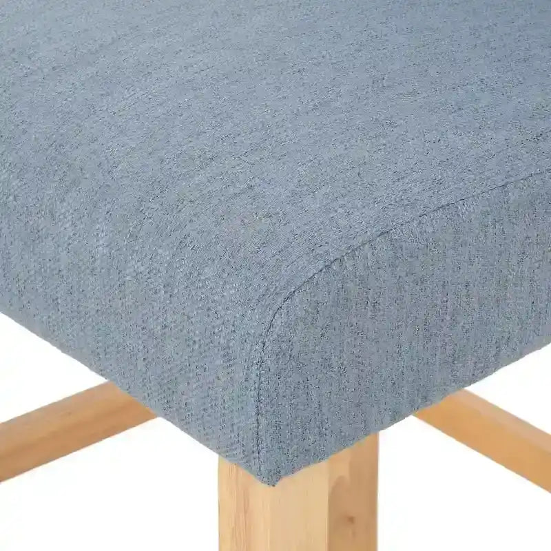 Tabouret de comptoir à dossier haut capitonné en tissu, pieds en bois naturel