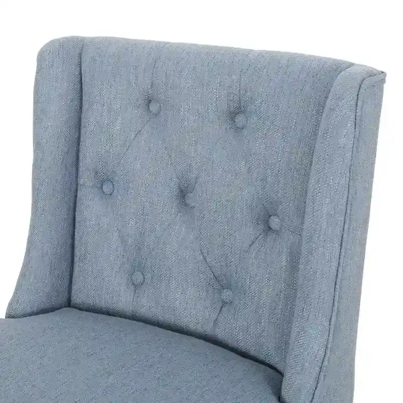 Tabouret de comptoir à dossier haut capitonné en tissu, pieds en bois naturel