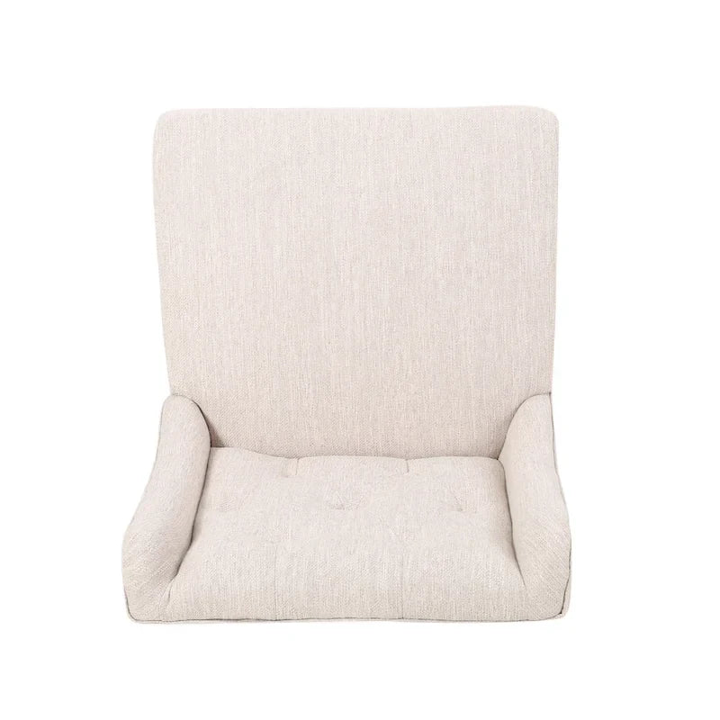 Tabouret de comptoir à dossier haut capitonné en tissu, pieds en bois naturel
