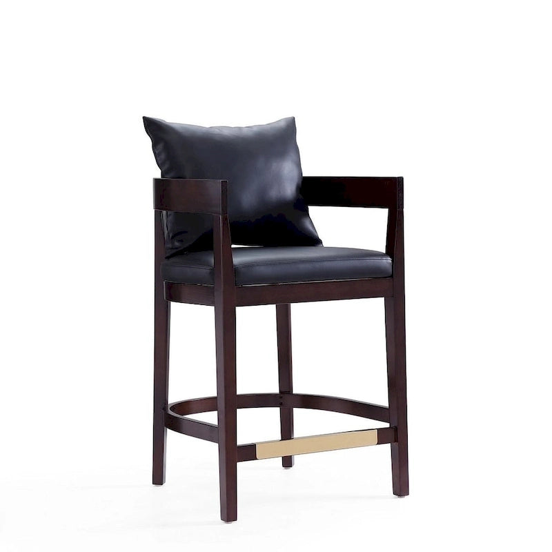 Manhattan Comfort Ritz 34 in. Dark Walnut Beech Wood Counter Height Bar Stool