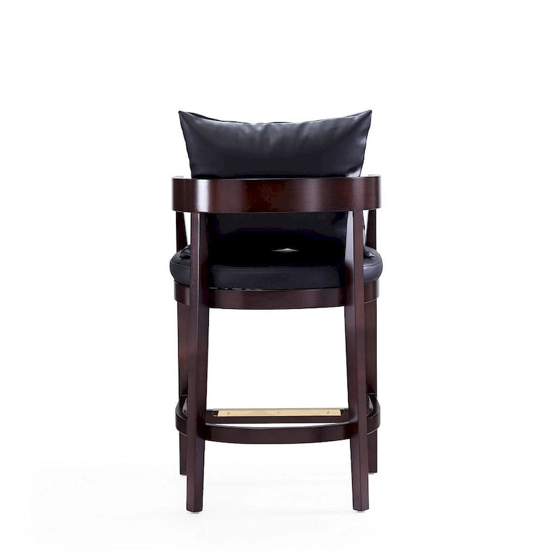 Tabouret de bar moderne du milieu du siècle à hauteur de comptoir avec coussin en similicuir et repose-pieds doré