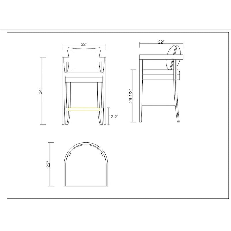 Tabouret de bar moderne du milieu du siècle à hauteur de comptoir avec coussin en similicuir et repose-pieds doré