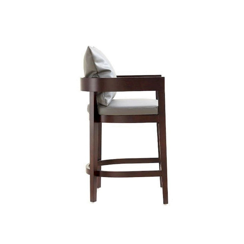 Tabouret de bar moderne du milieu du siècle à hauteur de comptoir avec coussin en similicuir et repose-pieds doré
