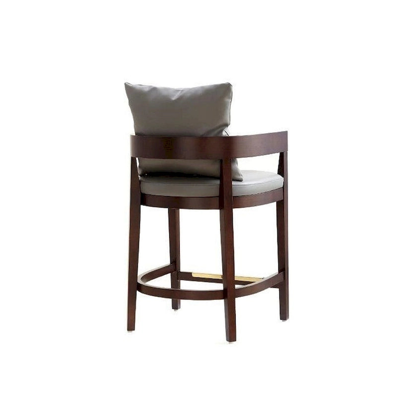 Tabouret de bar moderne du milieu du siècle à hauteur de comptoir avec coussin en similicuir et repose-pieds doré