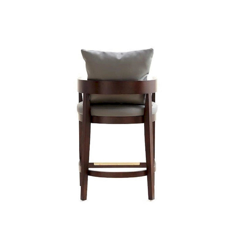 Tabouret de bar moderne du milieu du siècle à hauteur de comptoir avec coussin en similicuir et repose-pieds doré