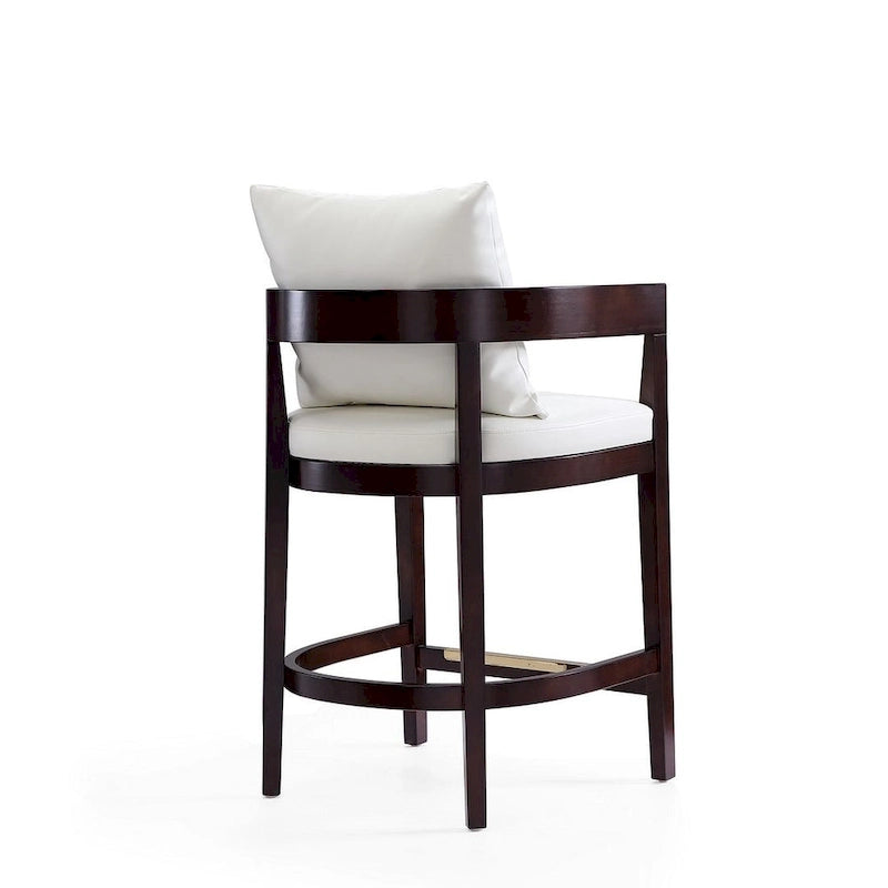 Tabouret de bar moderne du milieu du siècle à hauteur de comptoir avec coussin en similicuir et repose-pieds doré