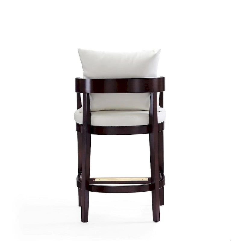 Tabouret de bar moderne du milieu du siècle à hauteur de comptoir avec coussin en similicuir et repose-pieds doré