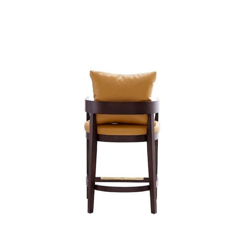 Tabouret de bar moderne du milieu du siècle à hauteur de comptoir avec coussin en similicuir et repose-pieds doré