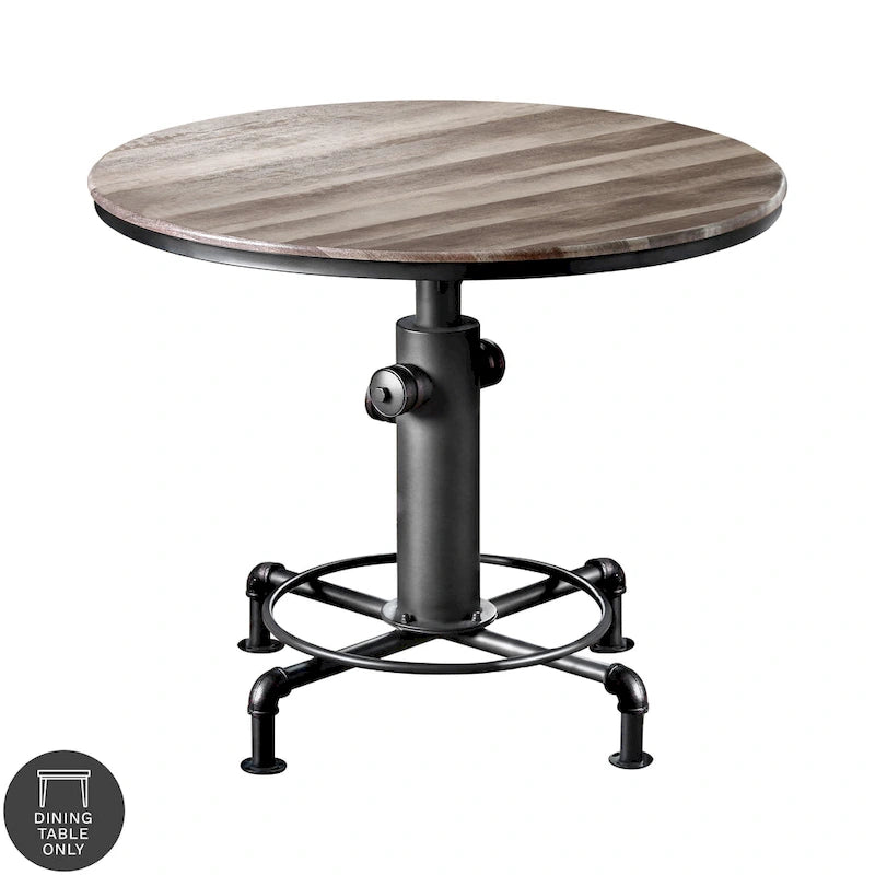 Table à manger de hauteur comptoir antique noire avec piètement de tuyau industriel
