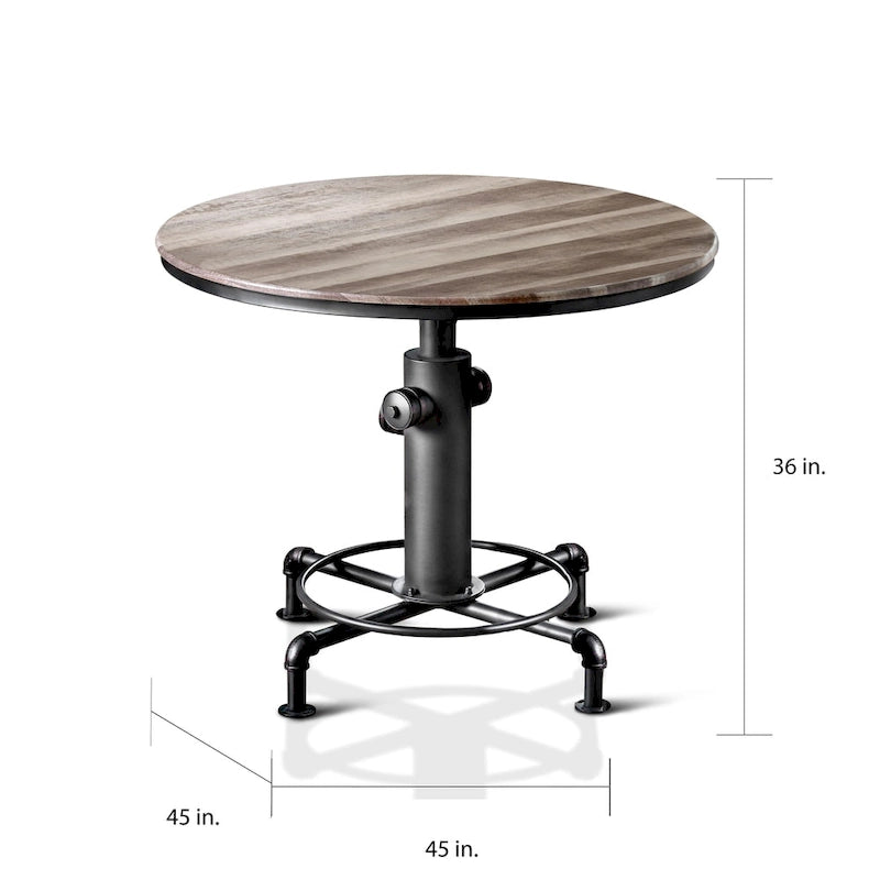 Table à manger de hauteur comptoir antique noire avec piètement de tuyau industriel