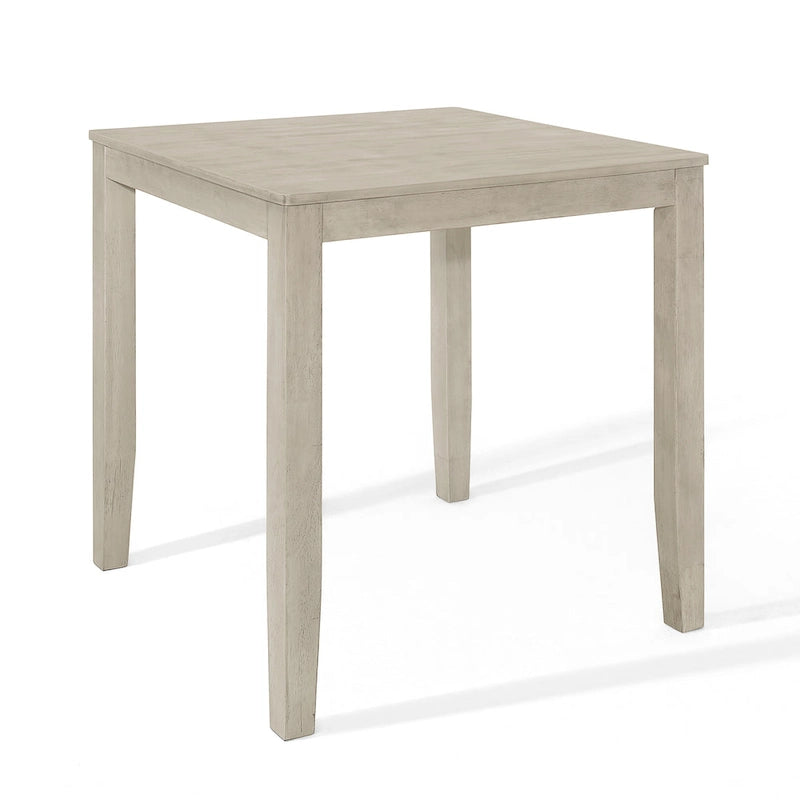 Table à manger carrée hauteur comptoir en hévéa massif gris antique quatre places